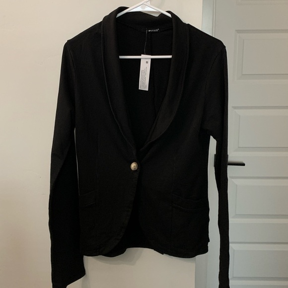 LAmade 100% Cotton Knit Blazer Black Size Medium New With Tags - Picture 2 of 5